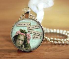 Retro sassy rant reasons facts glass necklace or keychain